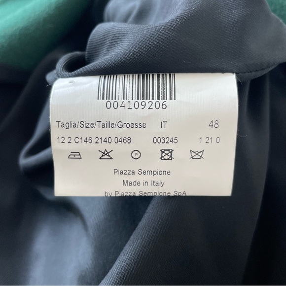 Piazza Sempione Green Wool Pointed Collar Pleated Back Long Coat EUC IT 48 US 12 - Picture 11 of 12